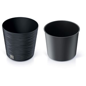 Produktbild für Übertopf Prosperplast Furu Round, anthrazit, Ø 30 x 30 cm