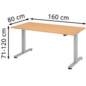 Produktbild für Schreibtisch Hammerbacher XMST 16, buche / silber