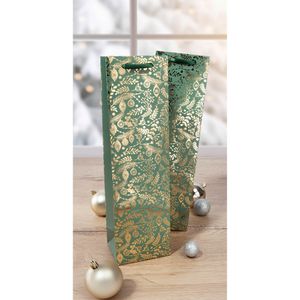 Produktbild für Geschenktüte Sigel GT130, Golden Ornaments on green