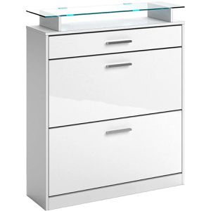 Schuhschrank Vicco Alex, weiß, mit LED-Beleuchtung