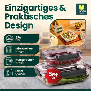 Produktbild für Frischhaltedose uandu 5 Mix Lock &amp; Fresh, aus Kunststoff