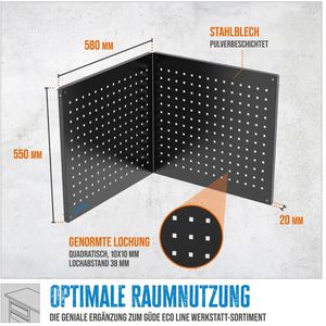 Produktbild für Werkzeugwand Güde GL 600E, 2-teilig, schwarz, aus Metall