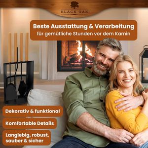 Produktbild für Kaminbesteck Black-Oak Davos, aus Metall, schwarz, 5-teilig