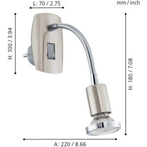 Produktbild für Steckdosenlampe Eglo Mini 4, silber, mit GU10-Fassung