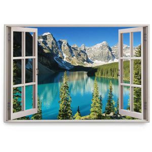 Wandbild Sinus-Art Fensterbild Bergsee, 120 x 80 cm