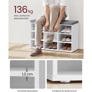 Produktbild für Schuhbank Vasagle LHS009W14, weiß, aus Holz