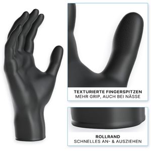 Produktbild für Einmalhandschuhe Arnomed Latex Black, schwarz, 100 Stück