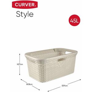 Produktbild für Wäschekorb Curver Style, creme, mit 3 Tragegriffen