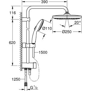 Produktbild für Duschsystem GROHE Vitalio Start System 250, schwarz matt