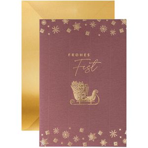 Weihnachtskarte Rössler-Papier Schlitten rot