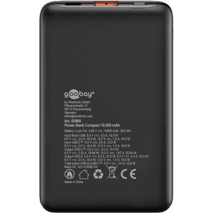 Produktbild für Powerbank Goobay 65868 Kompakt, 10000mAh