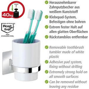 Produktbild für Zahnputzbecher Wenko Quadro Turbo-Loc, weiß, aus Kunststoff