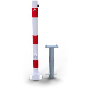 Produktbild für Absperrpfosten Schake 460FUHB, rot/weiß, aus Metall
