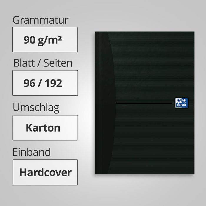 Oxford Office Essentials A5 Broschiertes Notizbuch – Kariert, 192 Seiten, Seidenglattes Papier, Fadengeheftet, Abgerundete Ecken, 5 Stück In 4 Farben, Ideal Für Meetings & Notizen