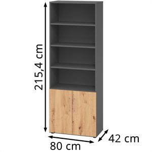 Produktbild für Kombischrank Hammerbacher Serie 9 Advanced, asteiche / graphit