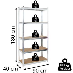 Produktbild für Schwerlastregal PROREGAL Ragnar, 5 Holzböden
