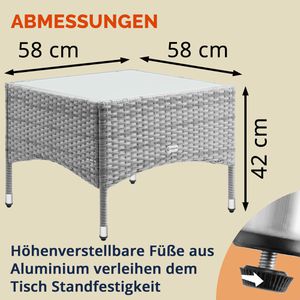 Produktbild für Beistelltisch CASARIA 109730, grau, aus Glas / Kunststoff