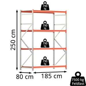 Produktbild für Weitspannregal Regalwerk EMMA, 4 Metallböden