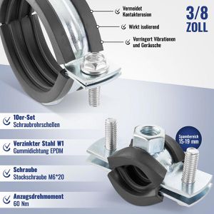 Produktbild für Rohrschelle Poppstar 1011138, Schraubrohrschelle, Set