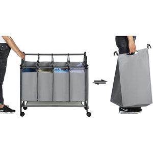Produktbild für Wäschekorb Songmics LSF005GS, grau, mit 4 Fächern
