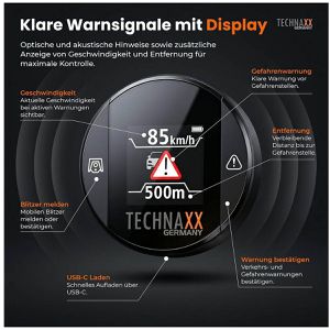 Produktbild für Blitzerwarner Technaxx Secure Drive PRO TX388, Akku &amp; Display