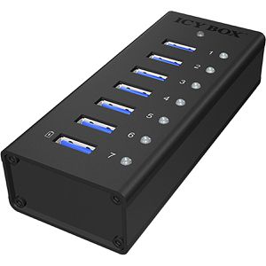 Produktbild für USB-Hub ICY-BOX IB-AC618, schwarz, mit Metallgehäuse
