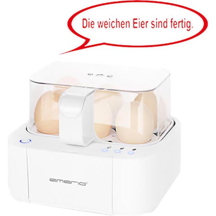 Emerio Eierkocher EB-115560.2, Eier, – 400 6 weiß Härtegradeinstellung, AG Böttcher mit bis W