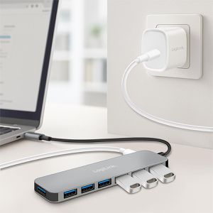 Produktbild für USB-Hub LogiLink 7-Port UA0457, grau, mit Metallgehäuse
