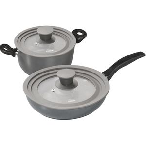 Produktbild für Glasdeckel STONELINE 13705 grau, 16-20cm &amp; 24-28cm