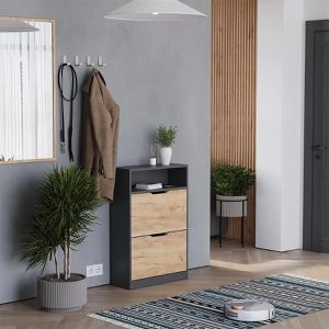 Produktbild für Schuhschrank Vicco Luca, anthrazit / eiche