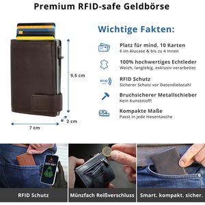 Produktbild für Kreditkartenetui SecWal Echt Leder, dunkelbraun, für 10 Karten