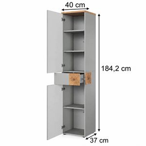 Produktbild für Badschrank Vicco Eden, grau / eiche