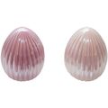 Osterdeko Rayher Eier perlmutt rosa / pink Dekofiguren aus Keramik, 8,1 cm, 2er Set