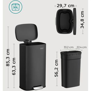 Produktbild für Mülleimer Songmics LTB03BK, schwarz