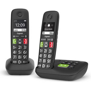 Gigaset Telefon AG E290A – schnurlos, Böttcher Anrufbeantworter Duo, schwarz, Großtastentelefon, mit
