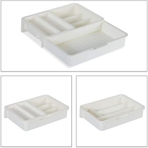 Produktbild für Besteckkasten Relaxdays 10027748, weiß, aus Kunststoff