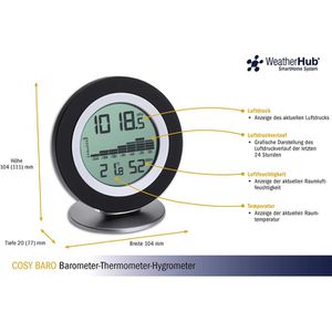 Produktbild für Thermo-Hygrometer TFA 35.1154.01, Cosy Baro, digital