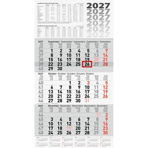 Produktbild für 3-Monatskalender Brunnen 1070210807, grau, mit Ferienübersicht