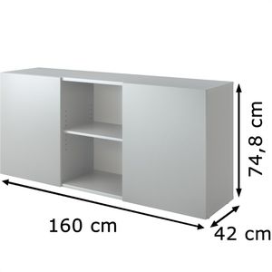 Produktbild für Sideboard Hammerbacher 1780, aus Holz, silber / lichtgrau