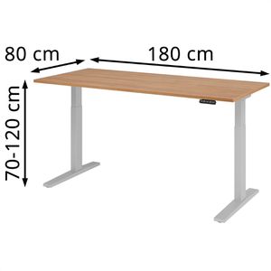 Produktbild für Schreibtisch Hammerbacher XMKA 19, nussbaum / silber