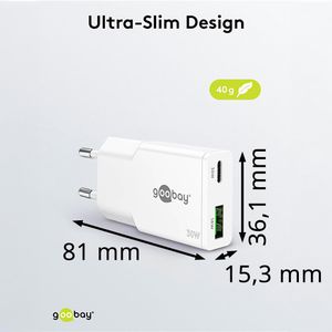 Produktbild für USB-Ladegerät Goobay Slim 75738, GaN, 30 Watt