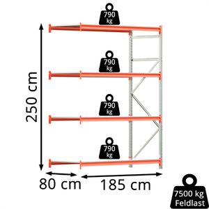 Produktbild für Anbauregal Regalwerk EMMA, 4 Metallböden
