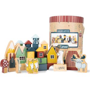 hej-Lönne Bausteine ab 1 Jahr, Bauklötze aus Holz, 56 Stück