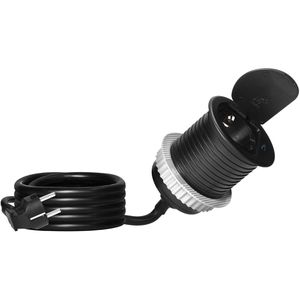 Produktbild für Einbausteckdose Orno GM-9040, mit 1,9 m Kabel, klappbar
