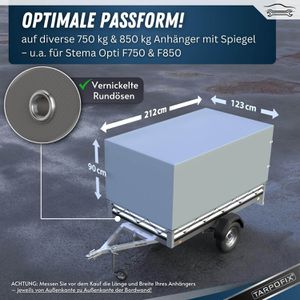 Produktbild für Anhänger-Plane Tarpofix HP6-GR, wasserdichte Hochplane