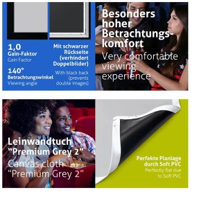 Produktbild für Beamer-Leinwand ESMART Professional MIRALE GRAU