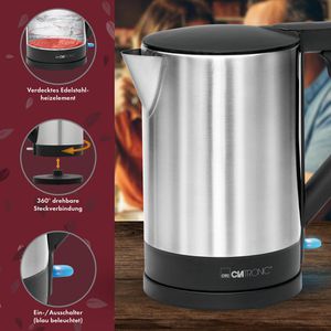 Produktbild für Wasserkocher Clatronic WKS 3692, silber-schwarz
