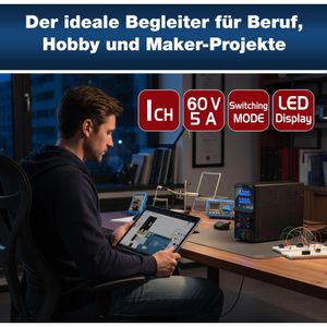Produktbild für Labornetzteil PeakTech P 6224, mit LED-Display und USB-A