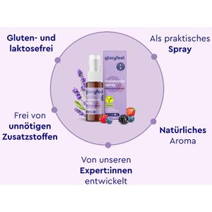 Produktbild für Melatonin gloryfeel Spray Beere, 30 ml für 220 Nächte