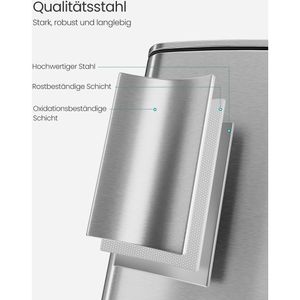 Produktbild für Mülleimer Songmics LTB593E01, metallicsilber